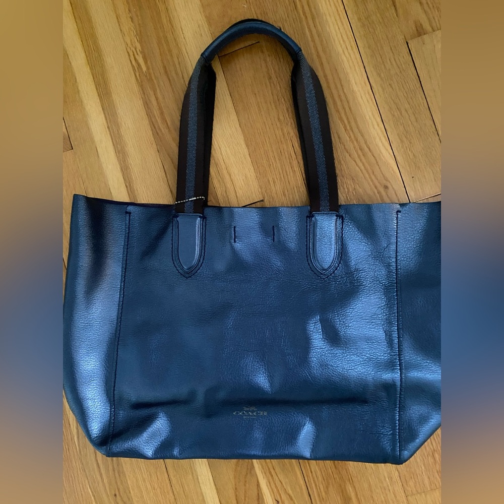 Coach Derby Metallic Blue Leather Tote Bag 59388